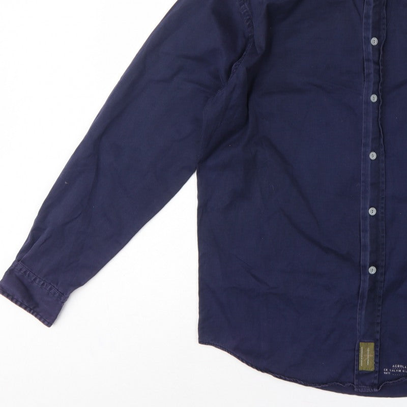 Calvin Klein Jeans Men's Navy M Cotton Button-Down Long Sleeve Shirt
