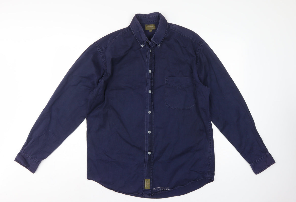 Calvin Klein Jeans Men's Navy M Cotton Button-Down Long Sleeve Shirt