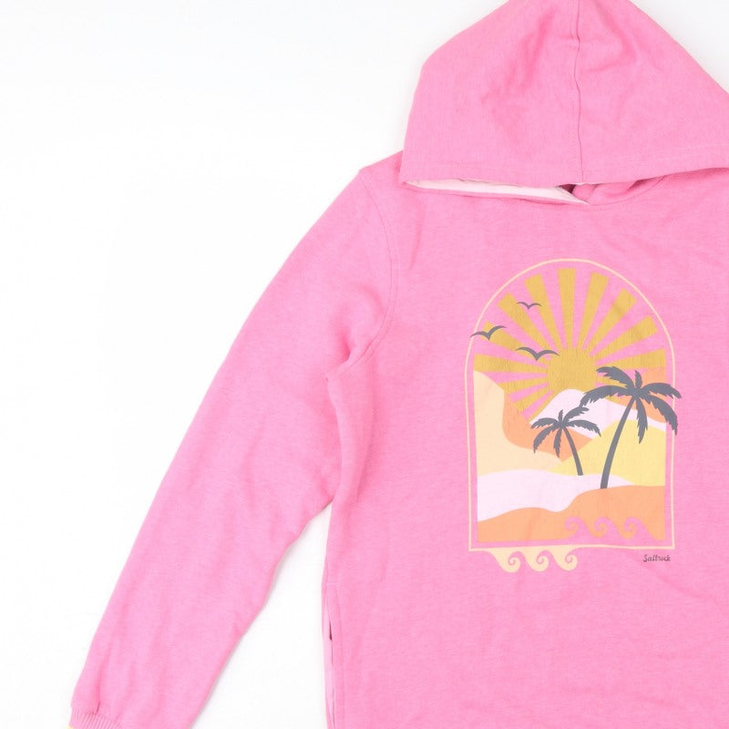 Additional view of Saltrock girls’ pink 11-12 years pullover hoodie beach graphic cotton