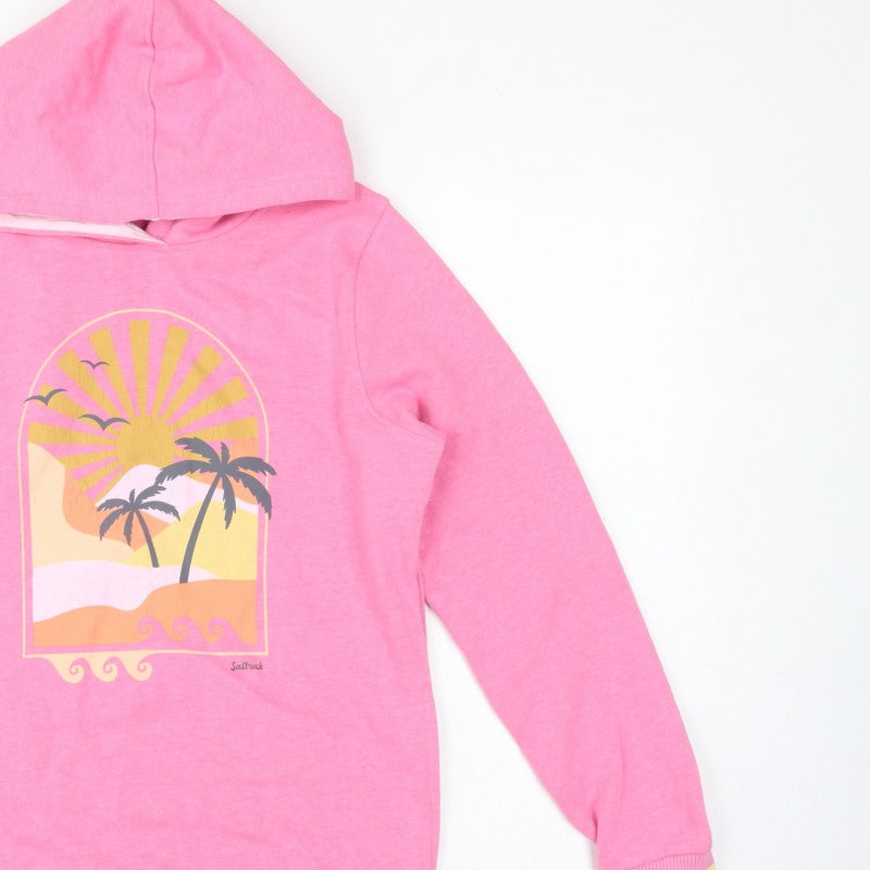 Additional view of Saltrock girls’ pink 11-12 years pullover hoodie beach graphic cotton