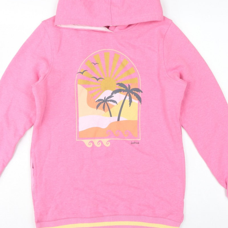 Additional view of Saltrock girls’ pink 11-12 years pullover hoodie beach graphic cotton