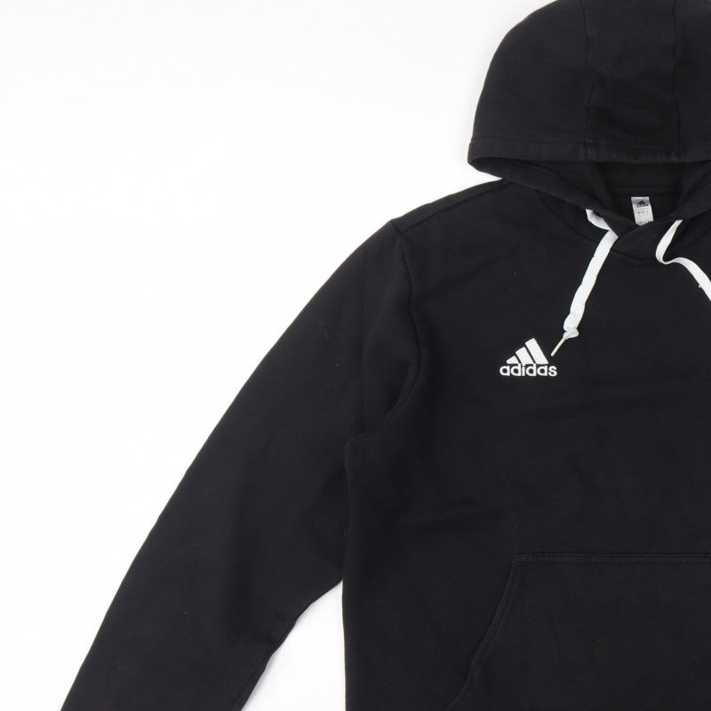 Adidas Men’s Black L Pullover Hoodie Logo Fleece Sports