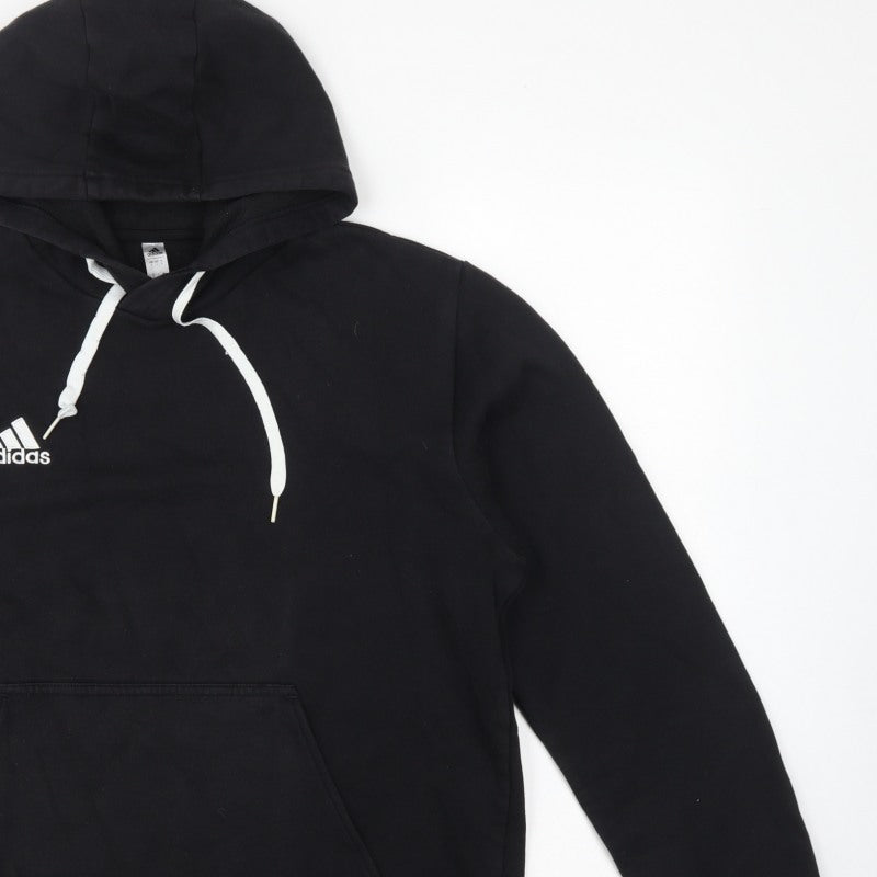 Adidas Men’s Black L Pullover Hoodie Logo Fleece Sports