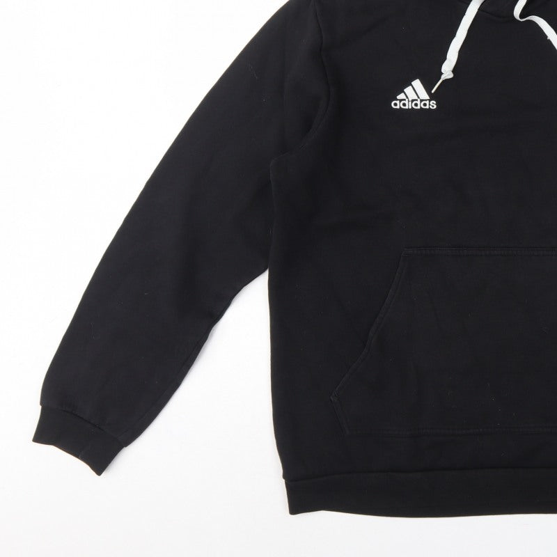 Adidas Men’s Black L Pullover Hoodie Logo Fleece Sports