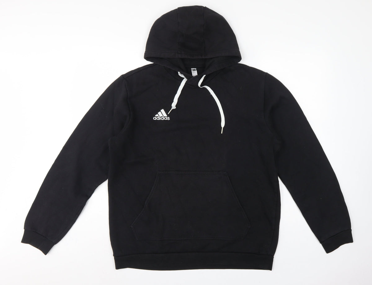 Adidas Men’s Black L Pullover Hoodie Logo Fleece Sports