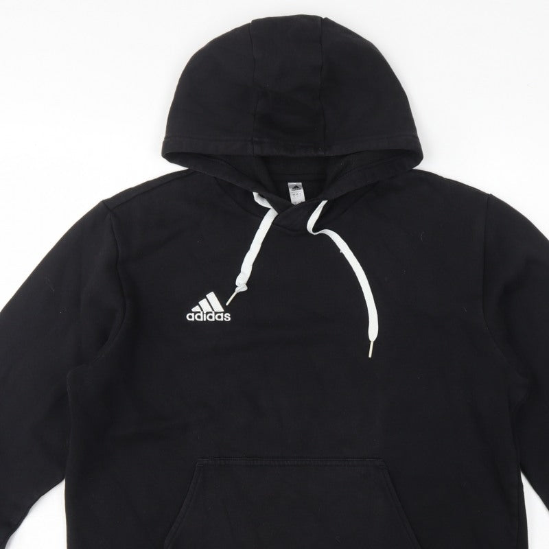 Adidas Men’s Black L Pullover Hoodie Logo Fleece Sports