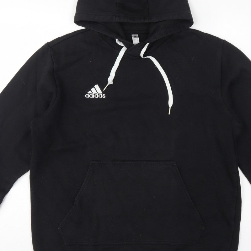 Adidas Men’s Black L Pullover Hoodie Logo Fleece Sports