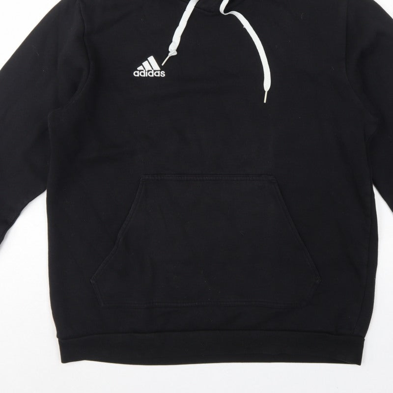 Adidas Men’s Black L Pullover Hoodie Logo Fleece Sports