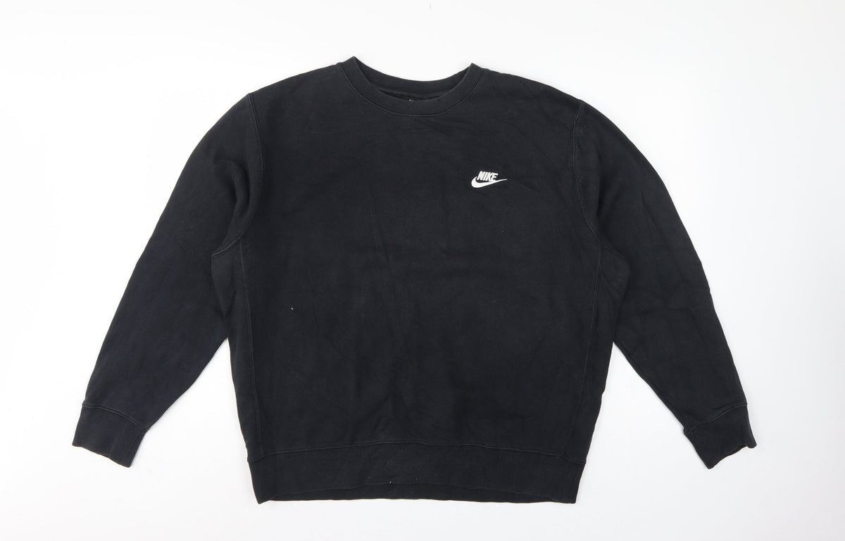 Nike Men’s Black L Pullover Fleece Crew Neck Logo Sweatshirt