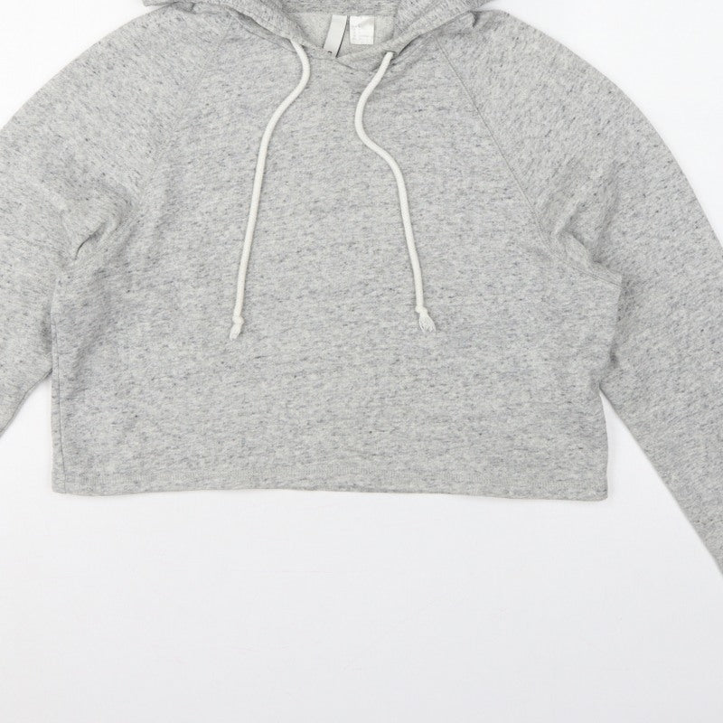 H&M Divided Women’s Grey Cropped Pullover Hoodie Size S Drawstring