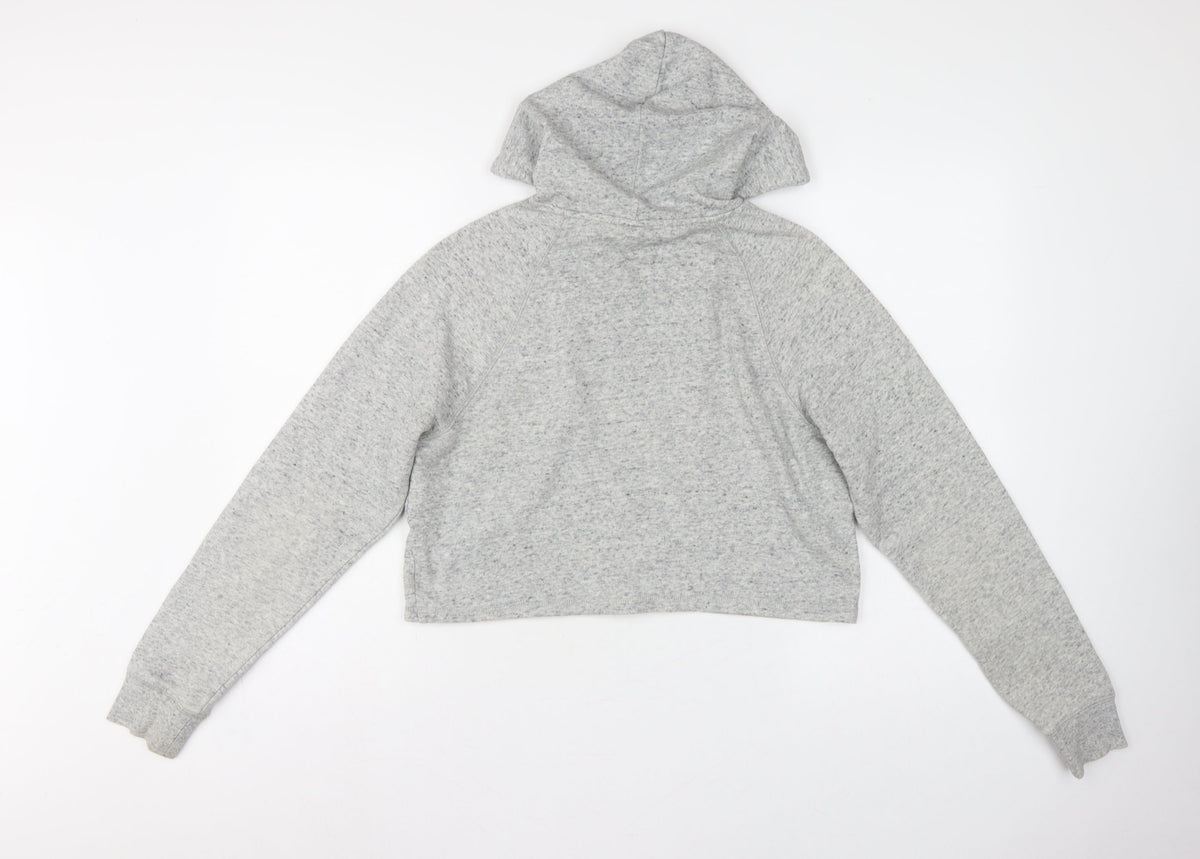 H&M Divided Women’s Grey Cropped Pullover Hoodie Size S Drawstring