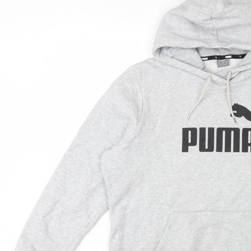 Puma Women’s Grey XL Logo Pullover Hoodie Hooded Cotton Blend