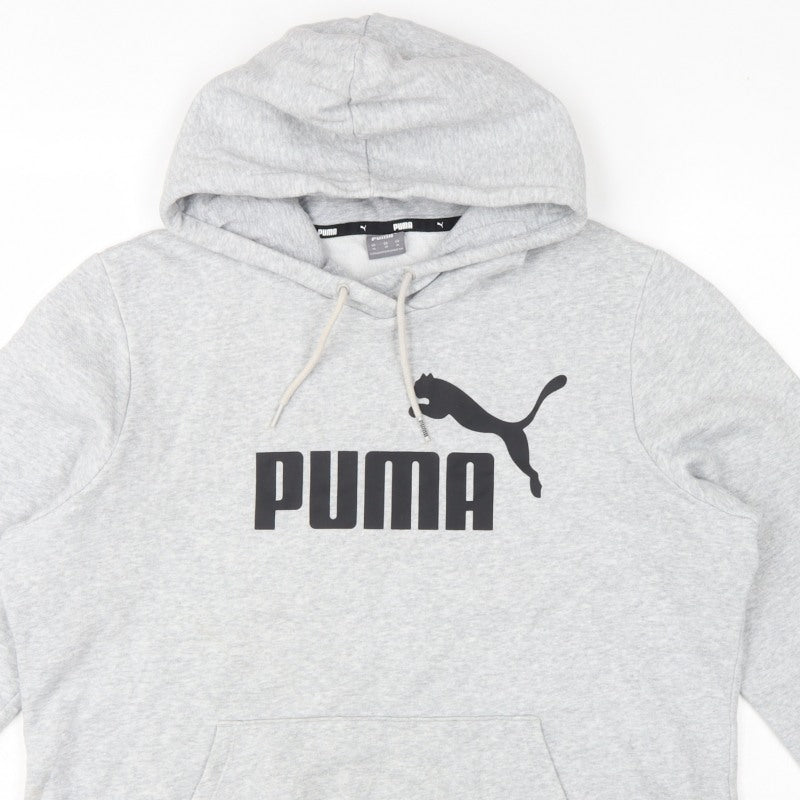 Puma Women’s Grey XL Logo Pullover Hoodie Hooded Cotton Blend