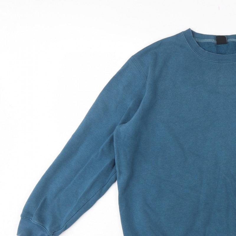 Cotton Traders Men’s Blue L Crew Neck Logo Fleece Sweatshirt Pullover