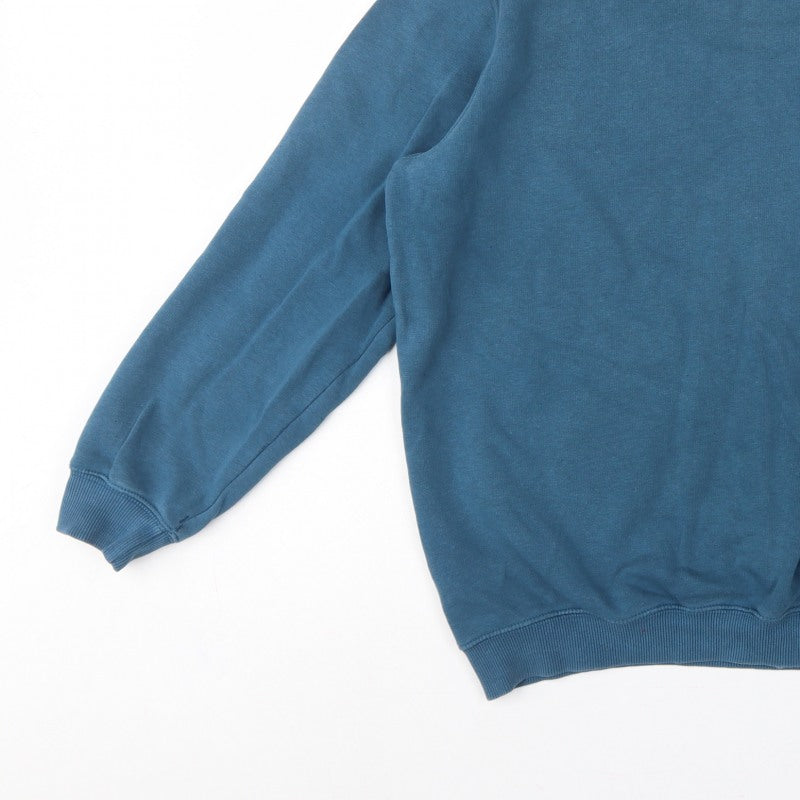 Cotton Traders Men’s Blue L Crew Neck Logo Fleece Sweatshirt Pullover