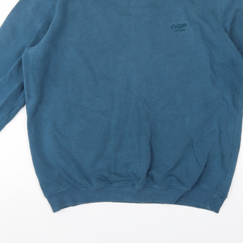 Cotton Traders Men’s Blue L Crew Neck Logo Fleece Sweatshirt Pullover