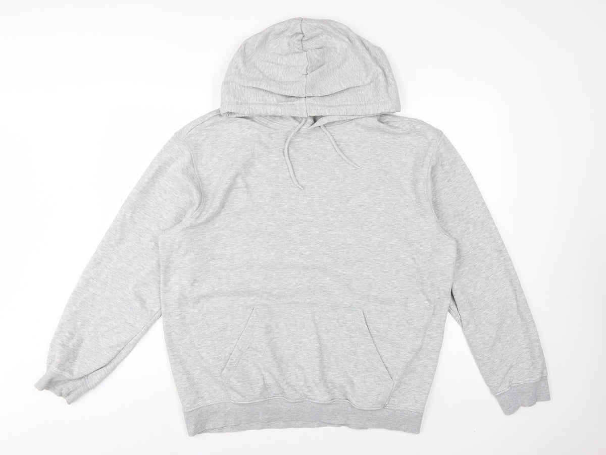 H&M Essentials Men’s Grey L Relaxed Fit Pullover Hoodie Fleece