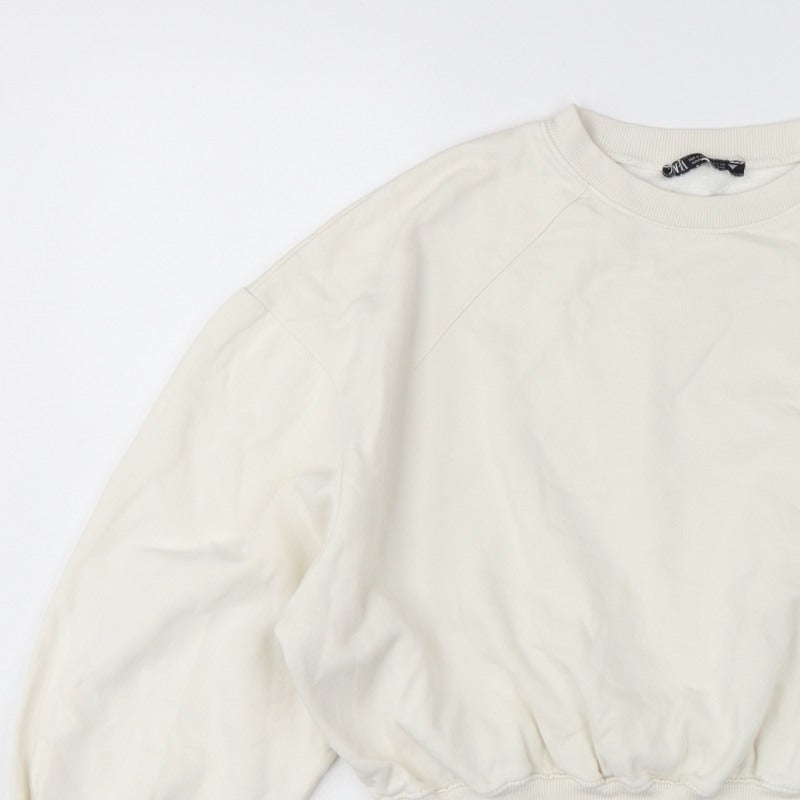 Zara Women’s Ivory UK 8 Relaxed Raglan Sleeve Crew Neck Sweatshirt