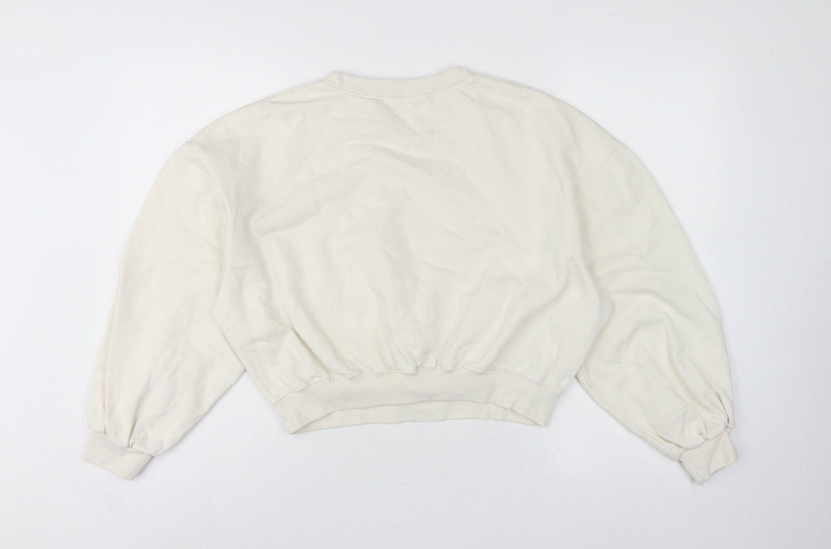 Zara Women’s Ivory UK 8 Relaxed Raglan Sleeve Crew Neck Sweatshirt