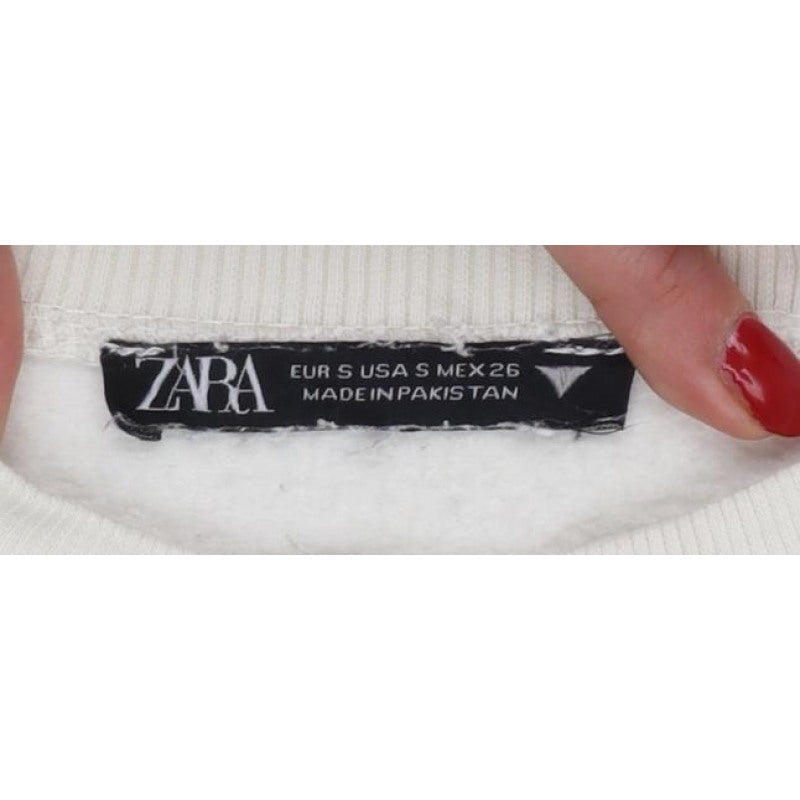 Zara Women’s Ivory UK 8 Relaxed Raglan Sleeve Crew Neck Sweatshirt