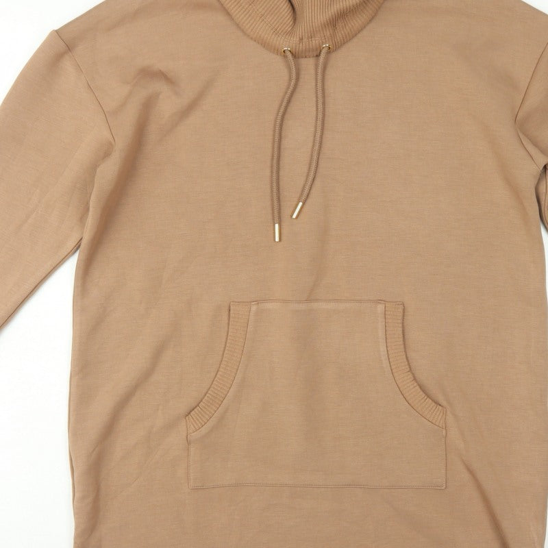 Ruth Langsford Women Beige UK 8 Tunic Hoodie Roll Neck Pocket