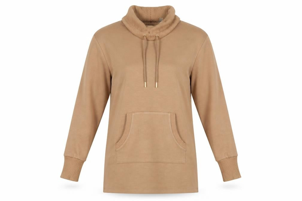 Ruth Langsford Women Beige UK 8 Tunic Hoodie Roll Neck Pocket