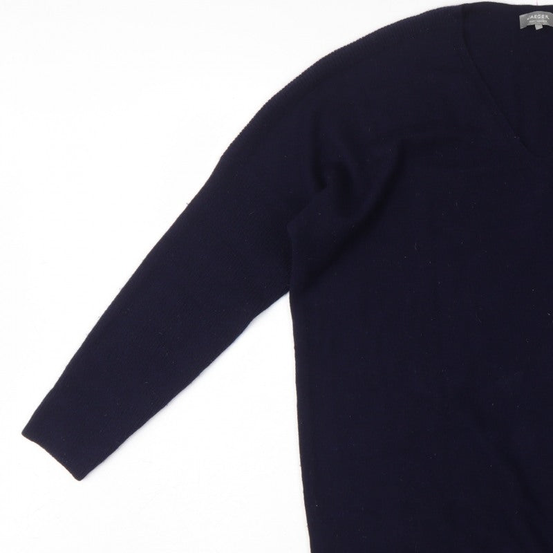 Jaeger Men's Blue M Wool Cashmere V-Neck Pullover Jumper