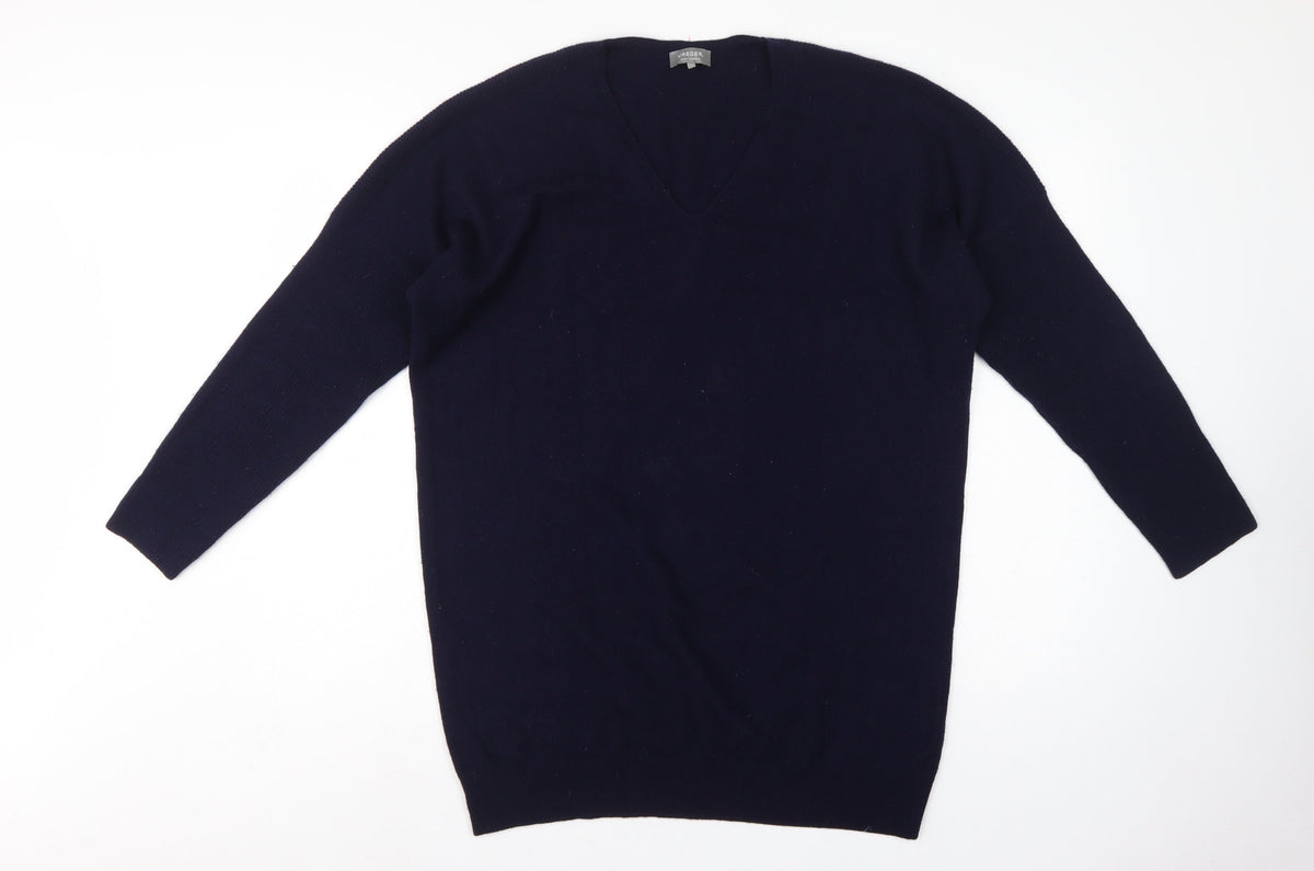 Jaeger Men's Blue M Wool Cashmere V-Neck Pullover Jumper