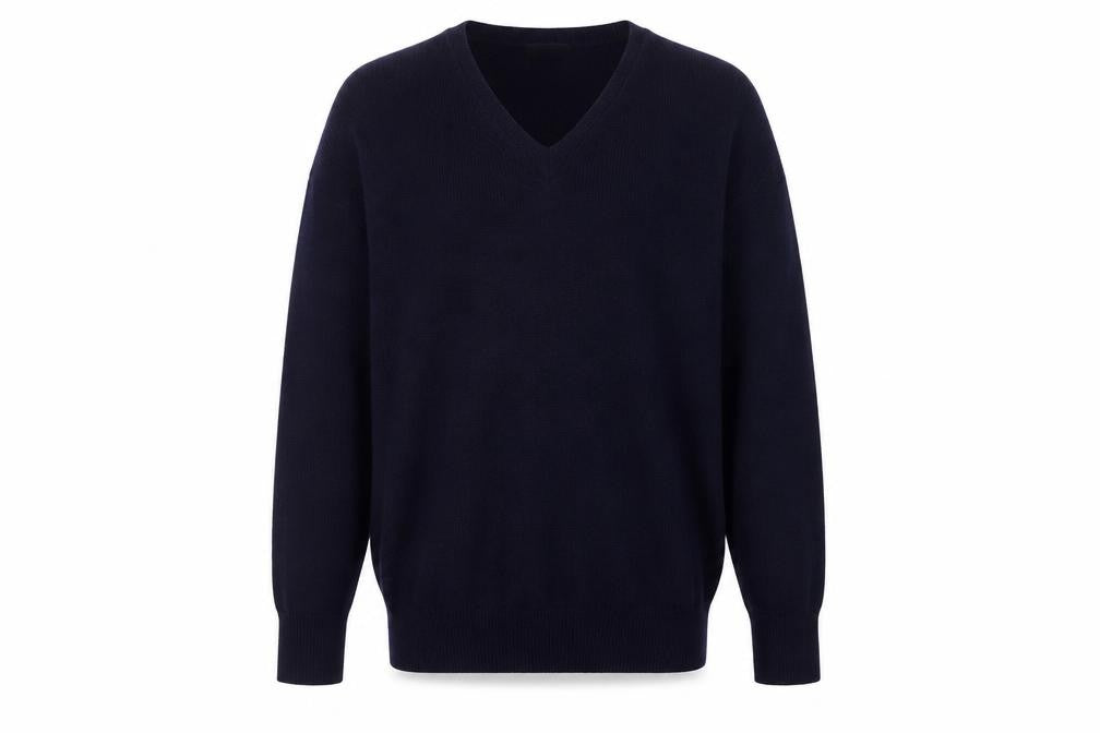 Jaeger Men's Blue M Wool Cashmere V-Neck Pullover Jumper