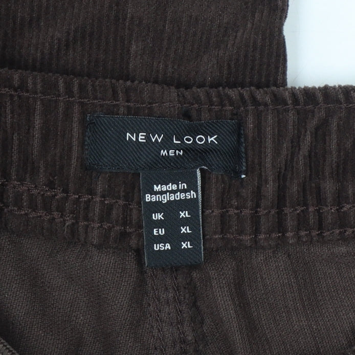 New Look Unisex Brown Corduroy Jogger Trousers XL Cotton