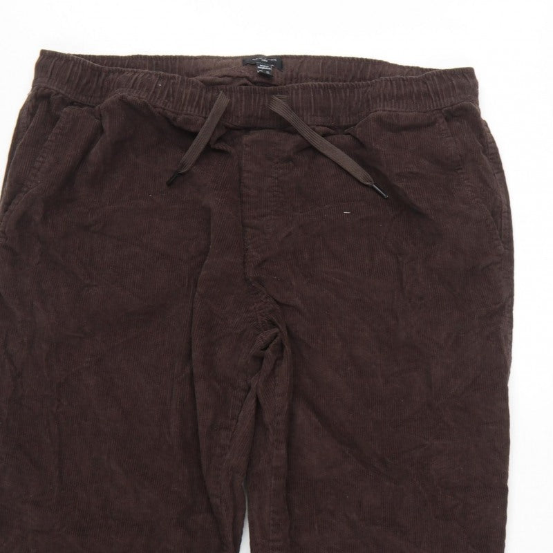 New Look Unisex Brown Corduroy Jogger Trousers XL Cotton