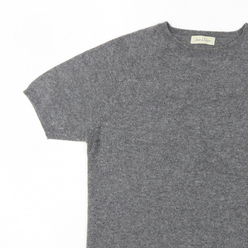 Joie de Vivre Women's Grey M Cashmere Wool Short Sleeve Jumper Knit
