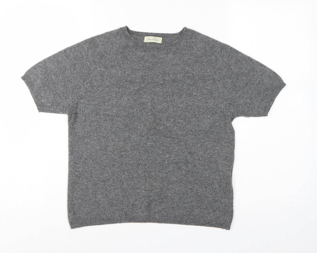 Joie de Vivre Women's Grey M Cashmere Wool Short Sleeve Jumper Knit