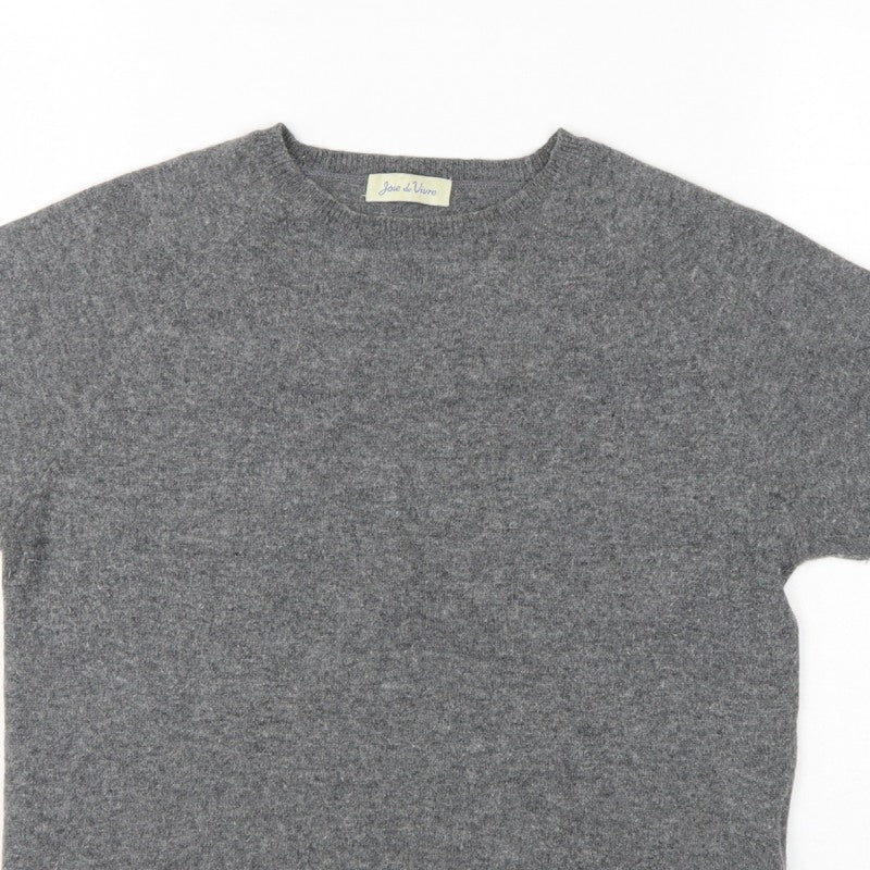 Joie de Vivre Women's Grey M Cashmere Wool Short Sleeve Jumper Knit