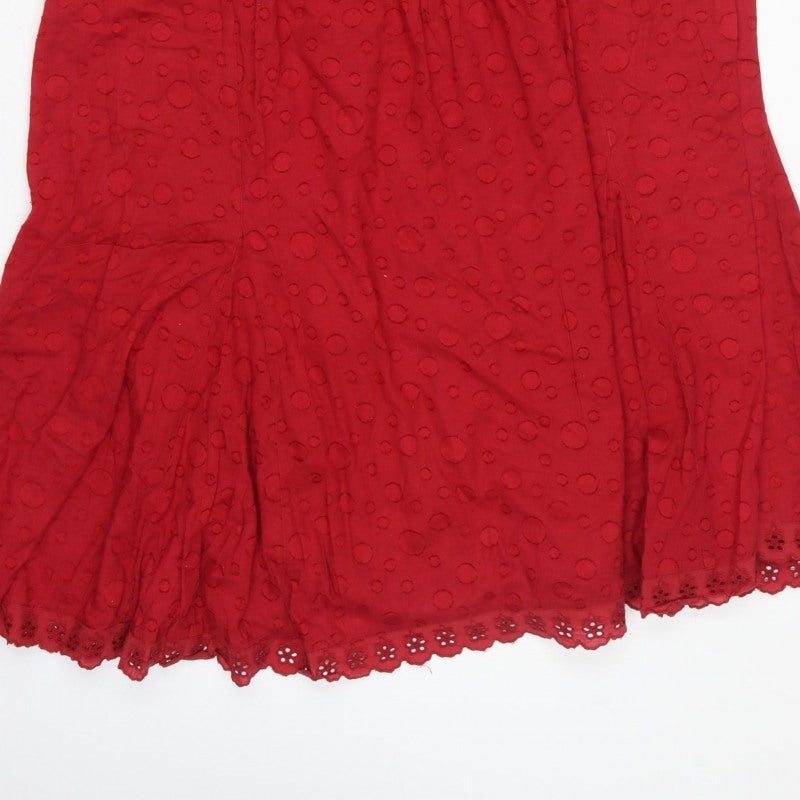 Per Una Marks & Spencer Women Red Cotton A-Line Long Dress UK 18