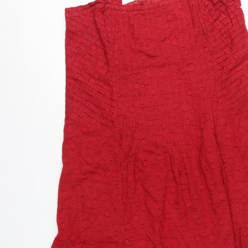 Per Una Marks & Spencer Women Red Cotton A-Line Long Dress UK 18