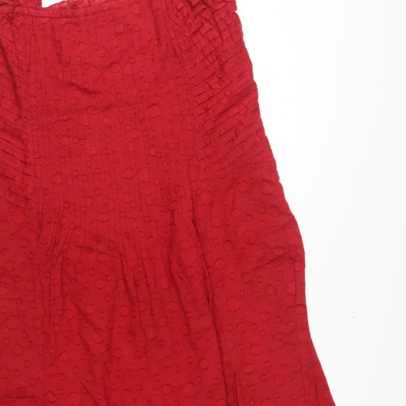 Per Una Marks & Spencer Women Red Cotton A-Line Long Dress UK 18