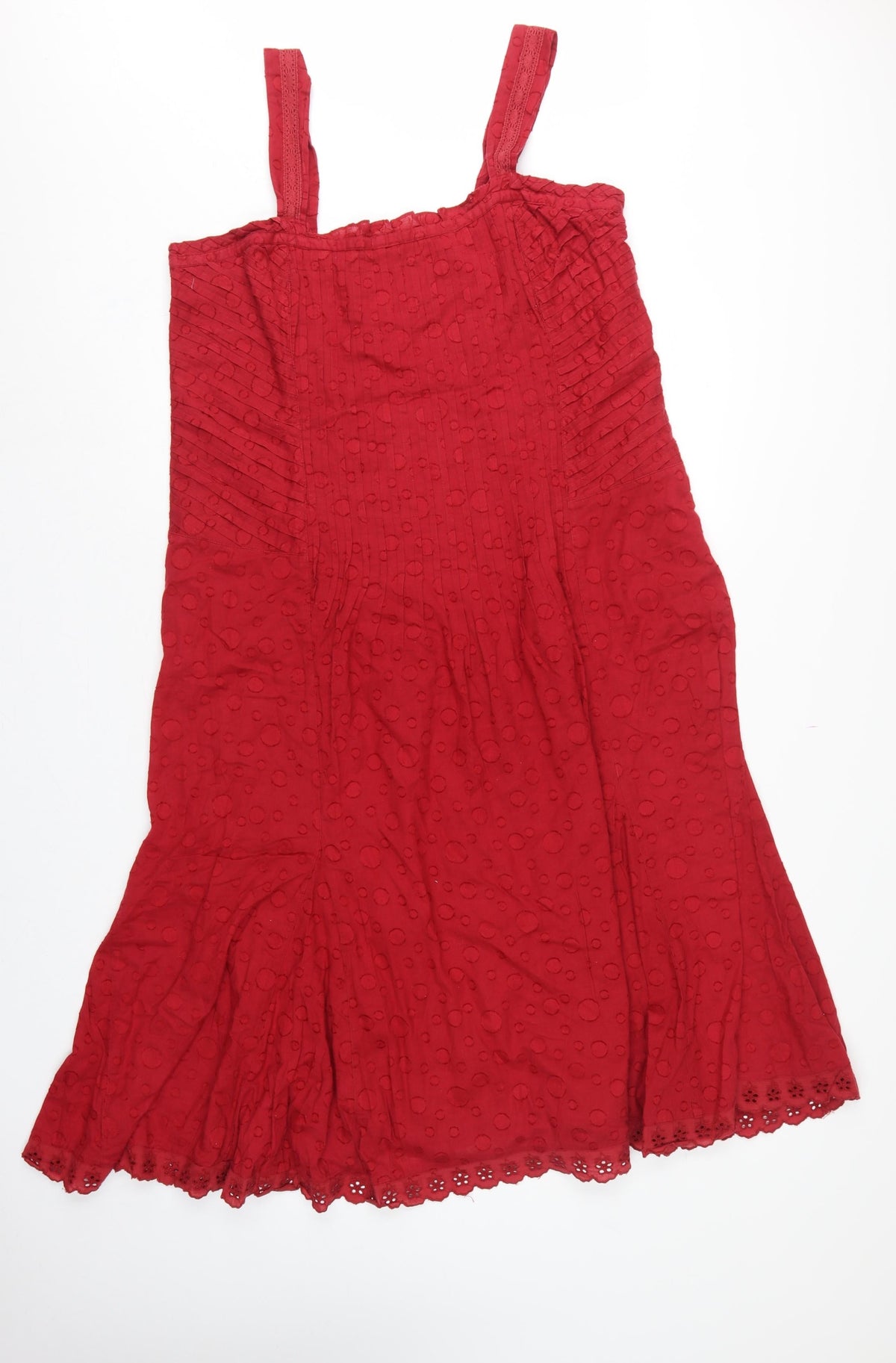 Per Una Marks & Spencer Women Red Cotton A-Line Long Dress UK 18