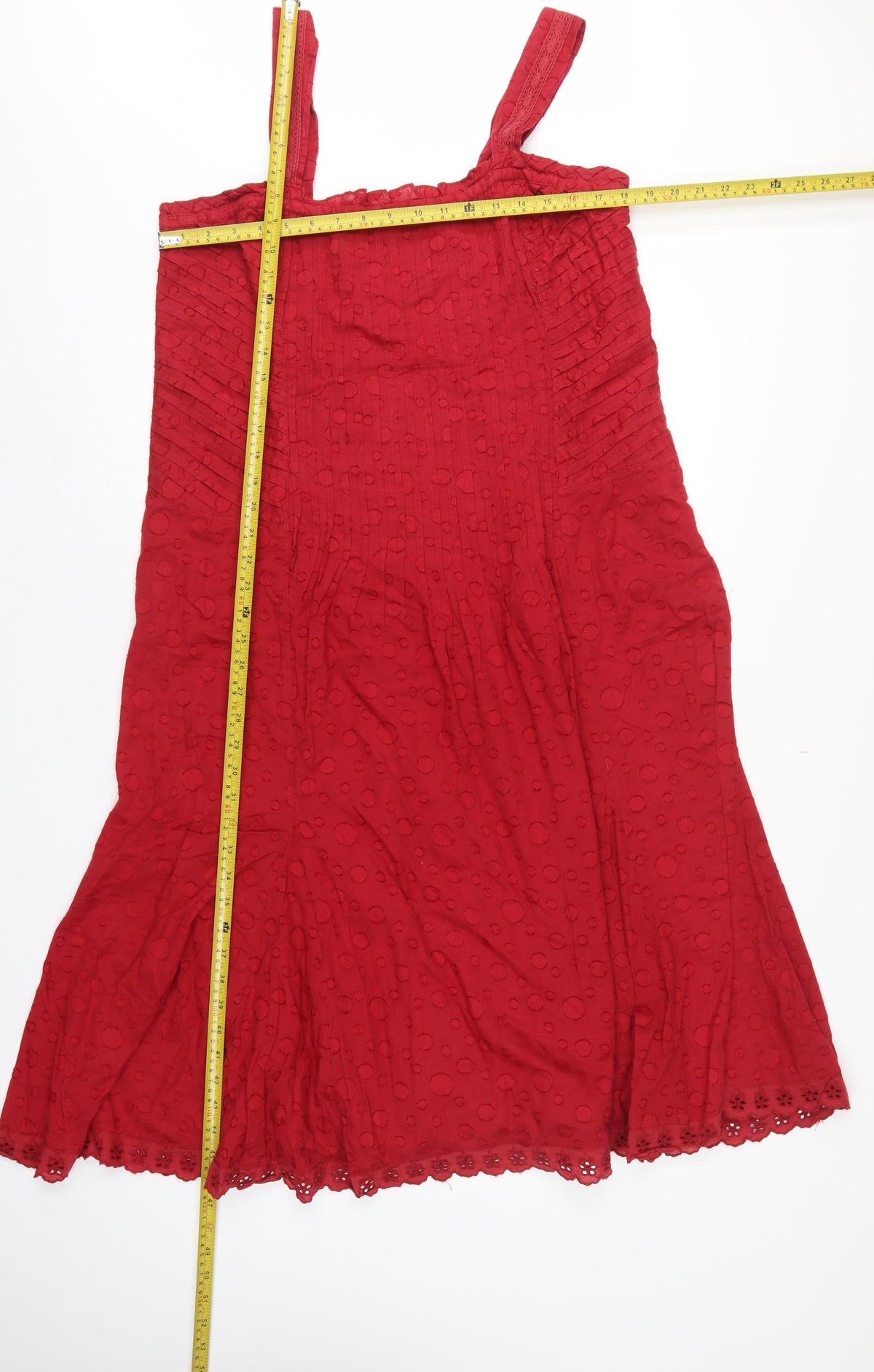 Per Una Marks & Spencer Women Red Cotton A-Line Long Dress UK 18