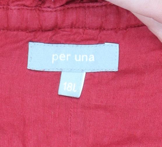 Per Una Marks & Spencer Women Red Cotton A-Line Long Dress UK 18