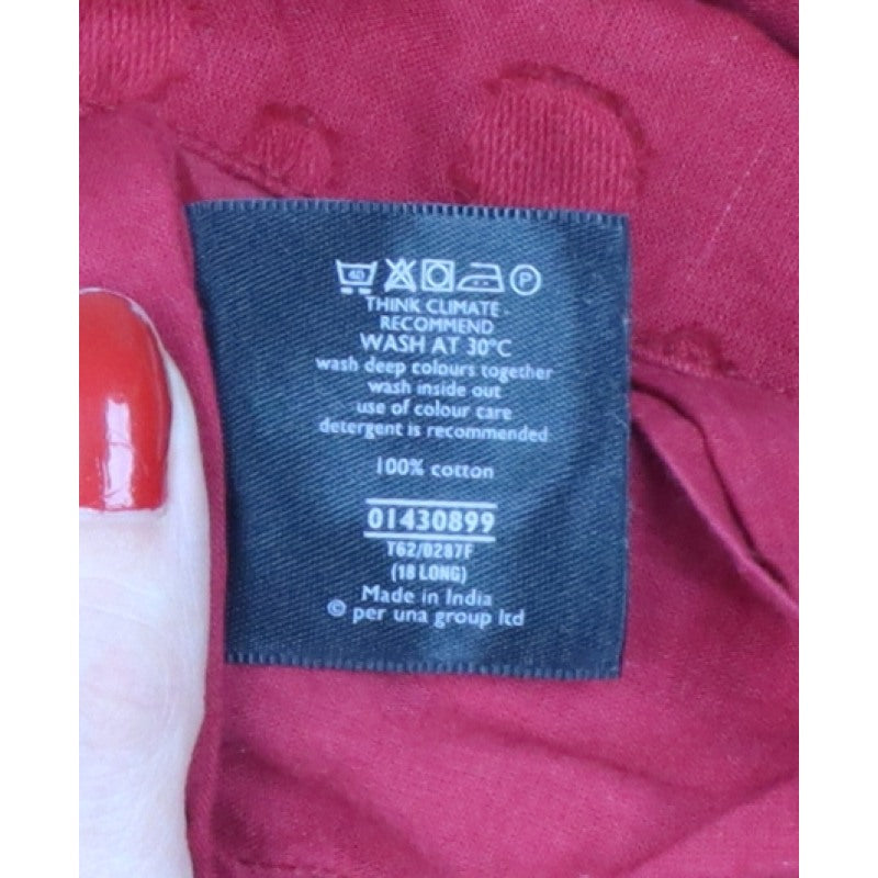 Per Una Marks & Spencer Women Red Cotton A-Line Long Dress UK 18