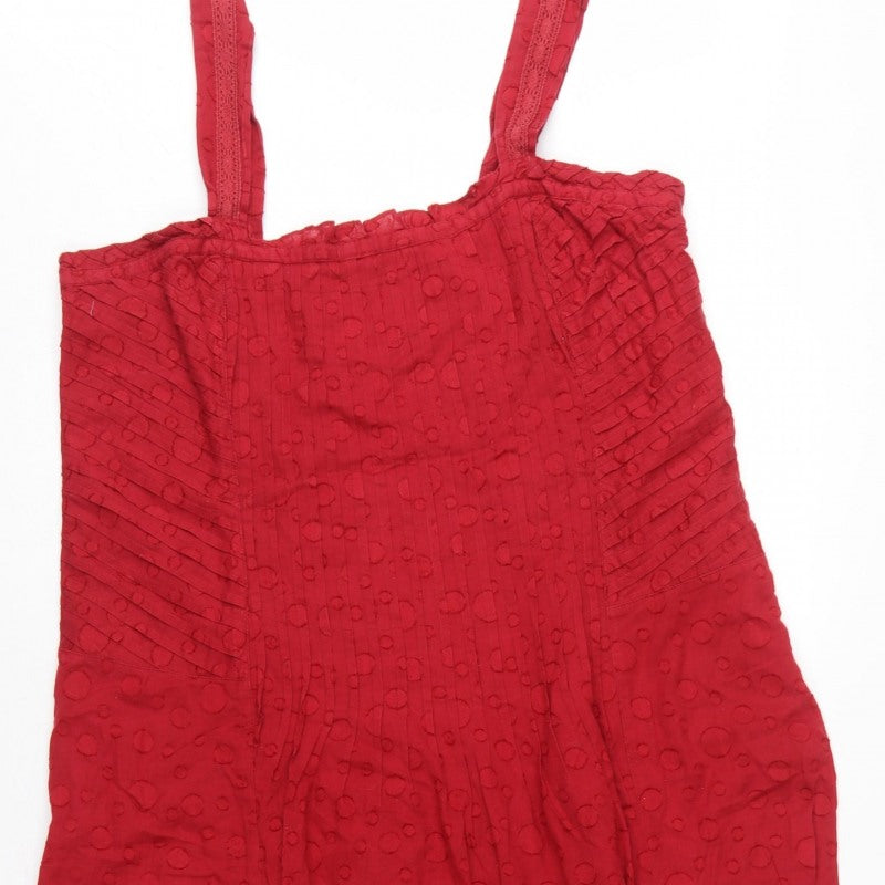 Per Una Marks & Spencer Women Red Cotton A-Line Long Dress UK 18