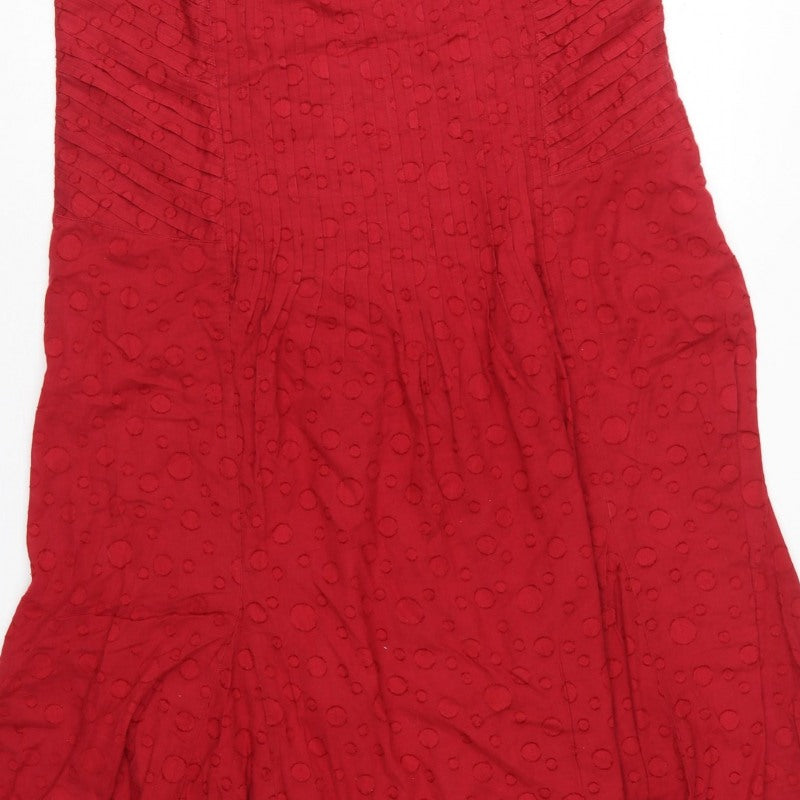 Per Una Marks & Spencer Women Red Cotton A-Line Long Dress UK 18