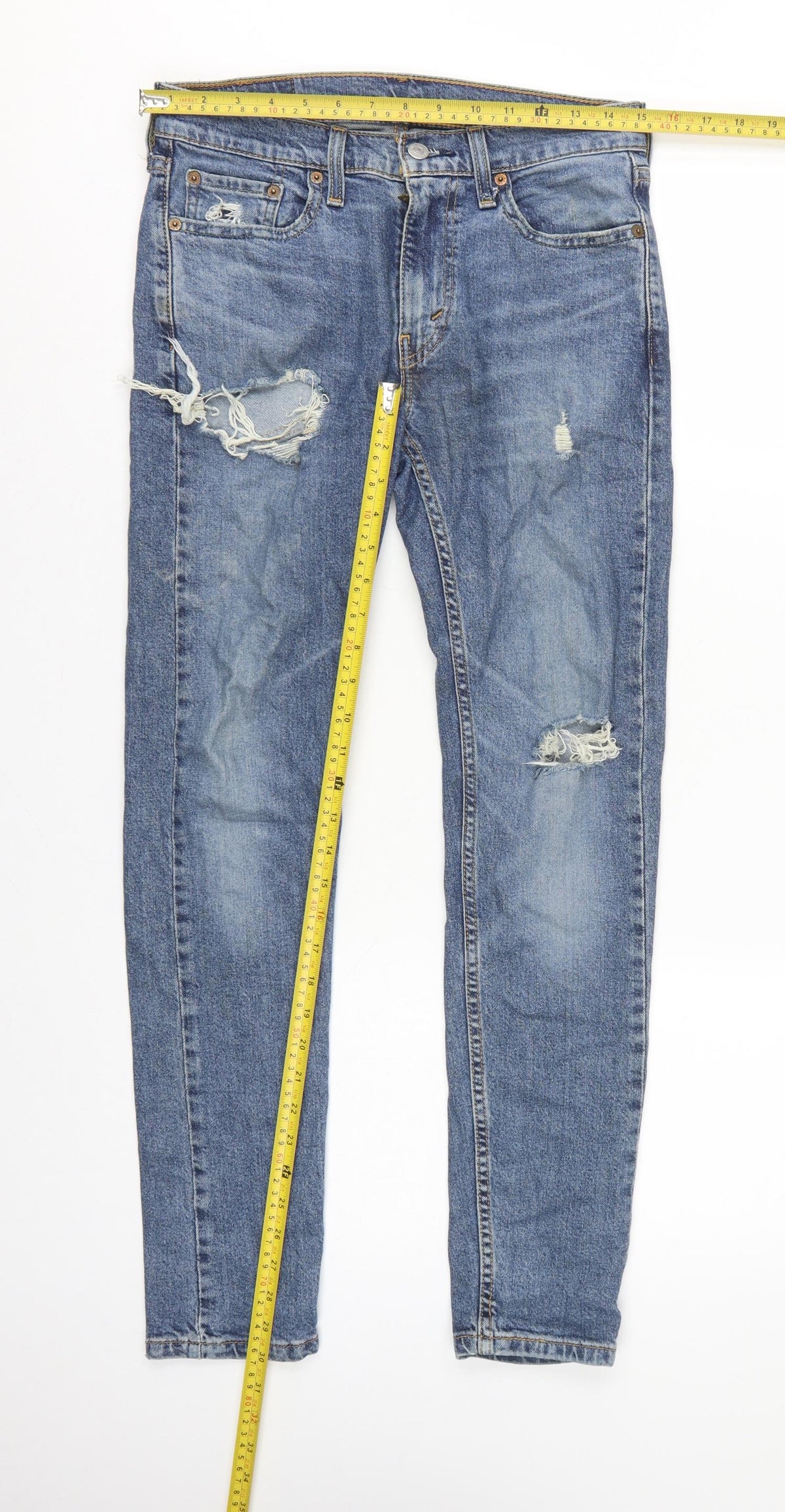 Levi's Men's Blue W30 519 Slim Straight Distressed Jeans