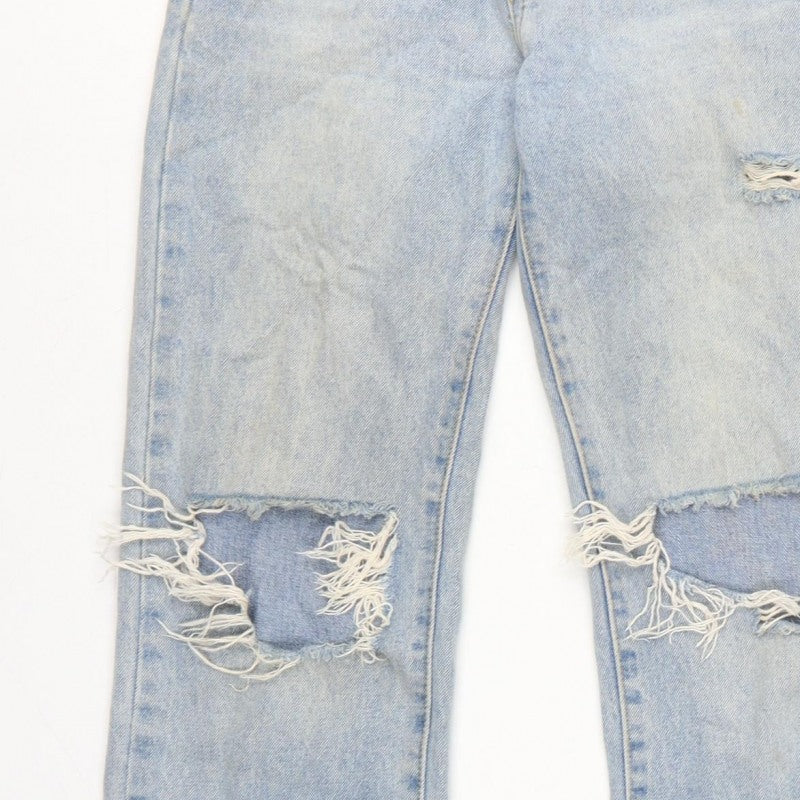 PrettyLittleThing Women Blue UK 6 High Rise Distressed Straight Jeans
