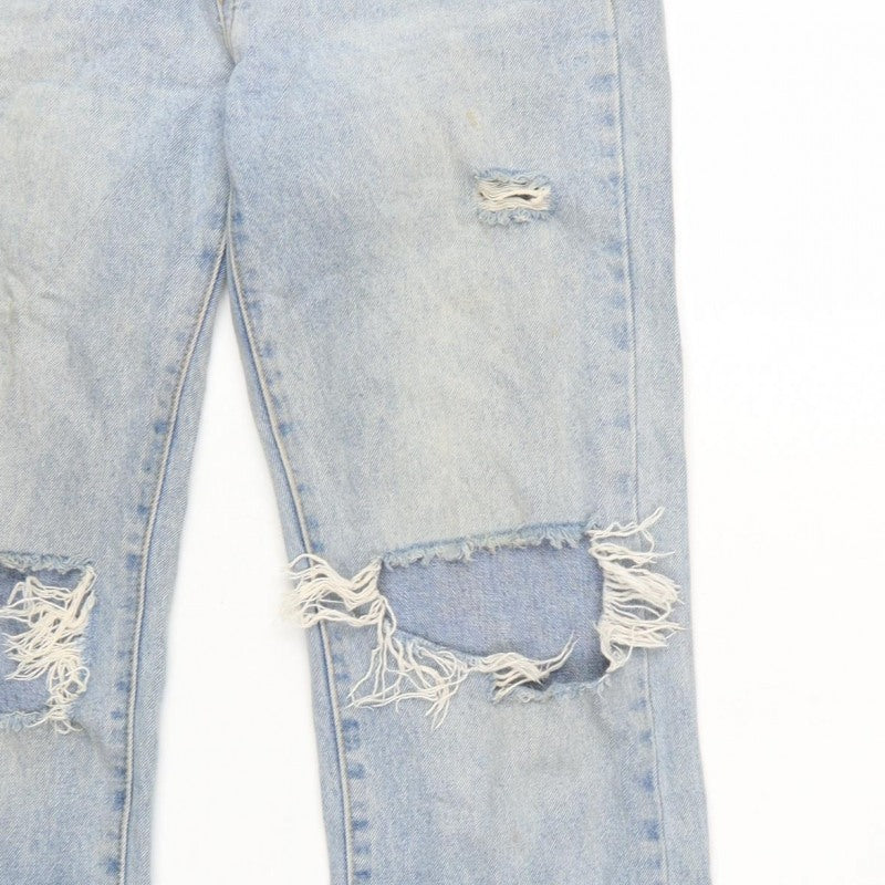 PrettyLittleThing Women Blue UK 6 High Rise Distressed Straight Jeans