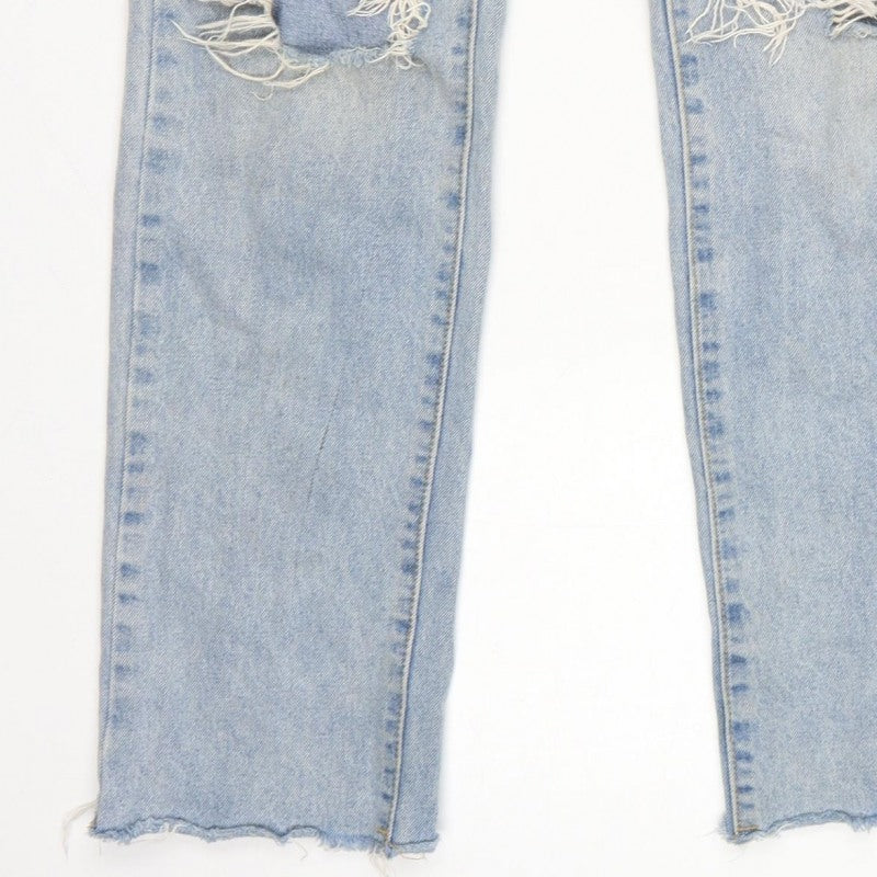 PrettyLittleThing Women Blue UK 6 High Rise Distressed Straight Jeans