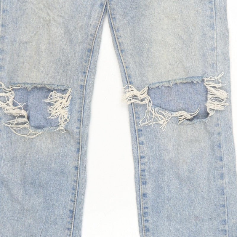 PrettyLittleThing Women Blue UK 6 High Rise Distressed Straight Jeans