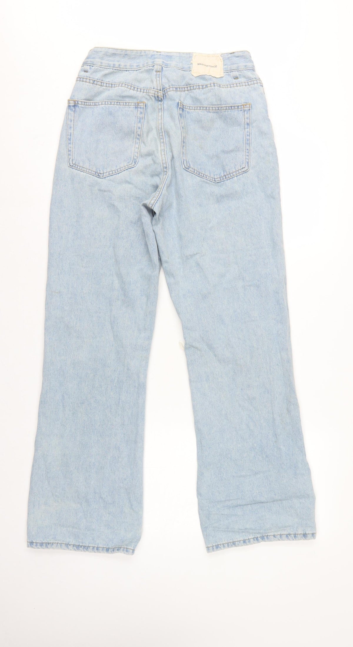 Masonprince Women’s Blue S High Rise Distressed Wide-Leg Jeans