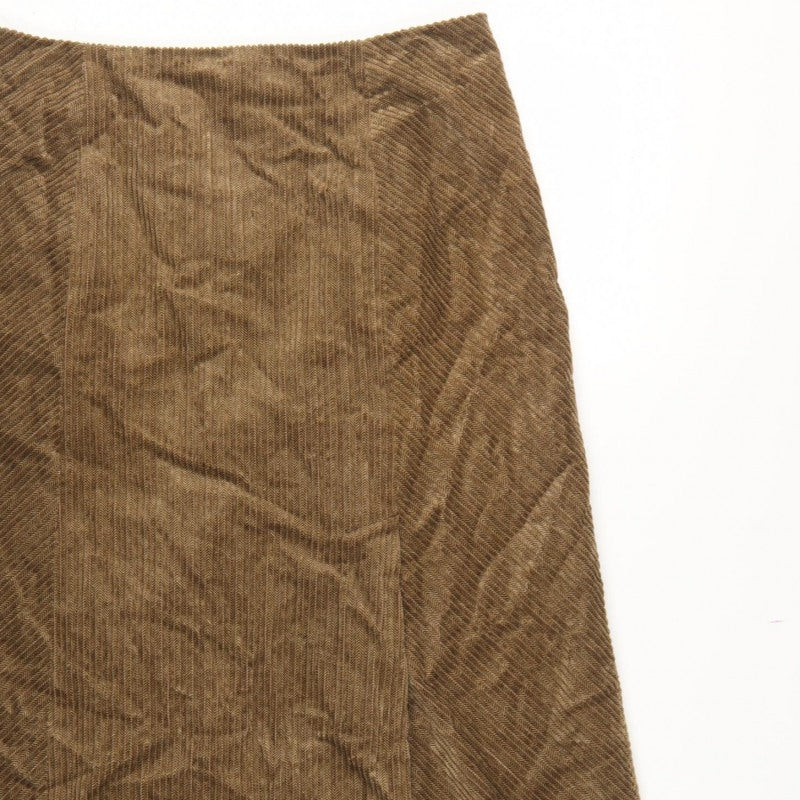 Per Una Women Brown UK 14 Herringbone Midi A-Line Lined Skirt
